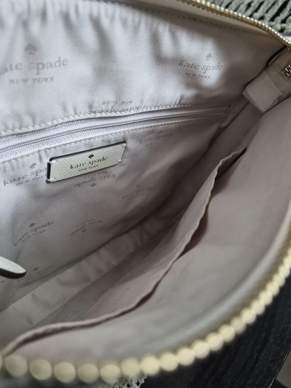 Kate Spade Sadie Cream Saffiano Leather crossbody with front zip